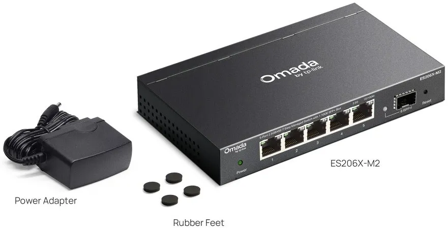 TP-Link Omada ES206X-M2 盒裝配件及包裝清單
