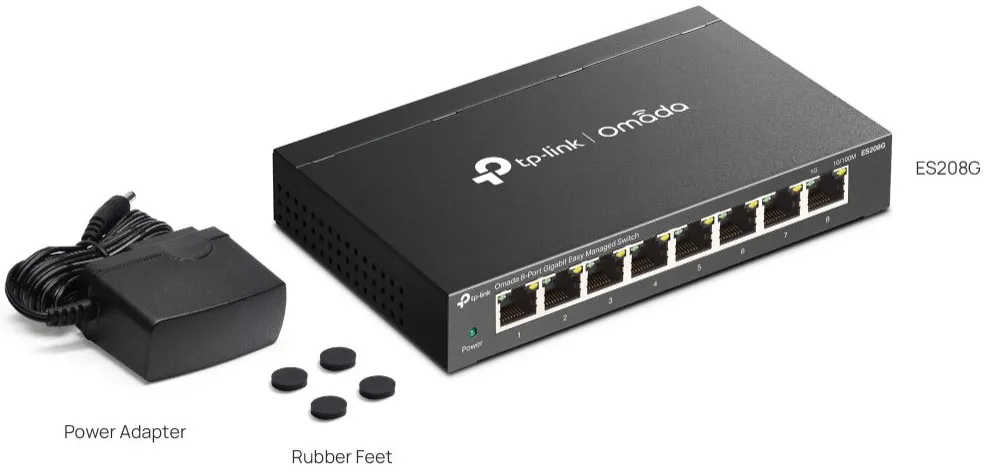 TP-Link Omada ES208G 盒裝配件及包裝清單