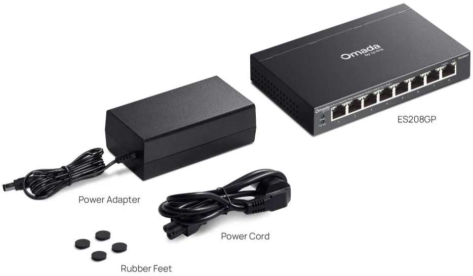 TP-Link Omada ES208GP 盒裝配件及包裝清單