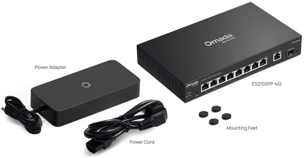 TP-Link Omada ES210XPP-M2 盒裝配件及包裝清單