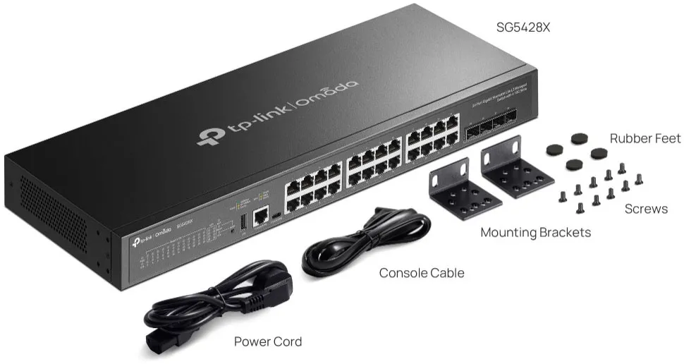 TP-Link Omada SG5428X 盒裝配件及包裝清單