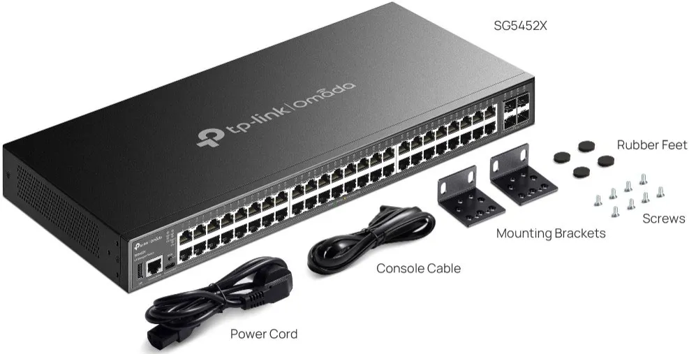 TP-Link Omada SG5452X 盒裝配件及包裝清單