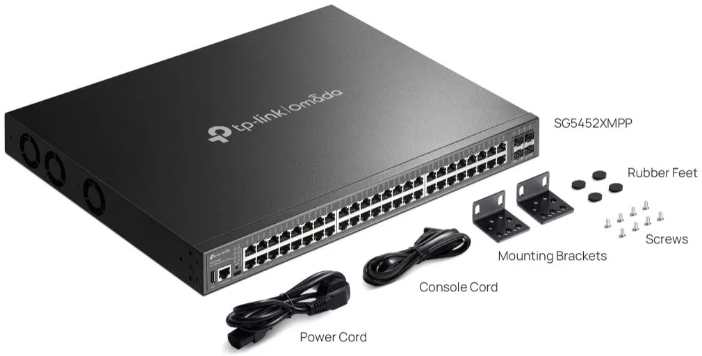 TP-Link Omada SG5452XMPP 盒裝配件及包裝清單
