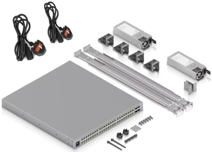 Ubiquiti Switch Enterprise Campus 48 PoE 盒裝配件及包裝清單